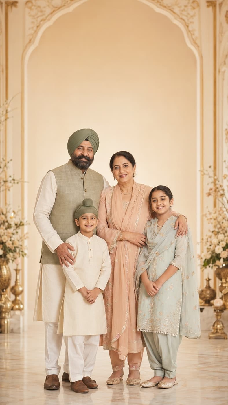 ਗਿੱਲ ਪਰਿਵਾਰ — ਸ. ਹਰਜੀਤ ਸਿੰਘ ਗਿੱਲ, ਸਰਦਾਰਨੀ ਮਨਪ੍ਰੀਤ ਕੌਰ ਗਿੱਲ ਅਤੇ ਉਨ੍ਹਾਂ ਦੇ ਦੋ ਬੱਚੇ