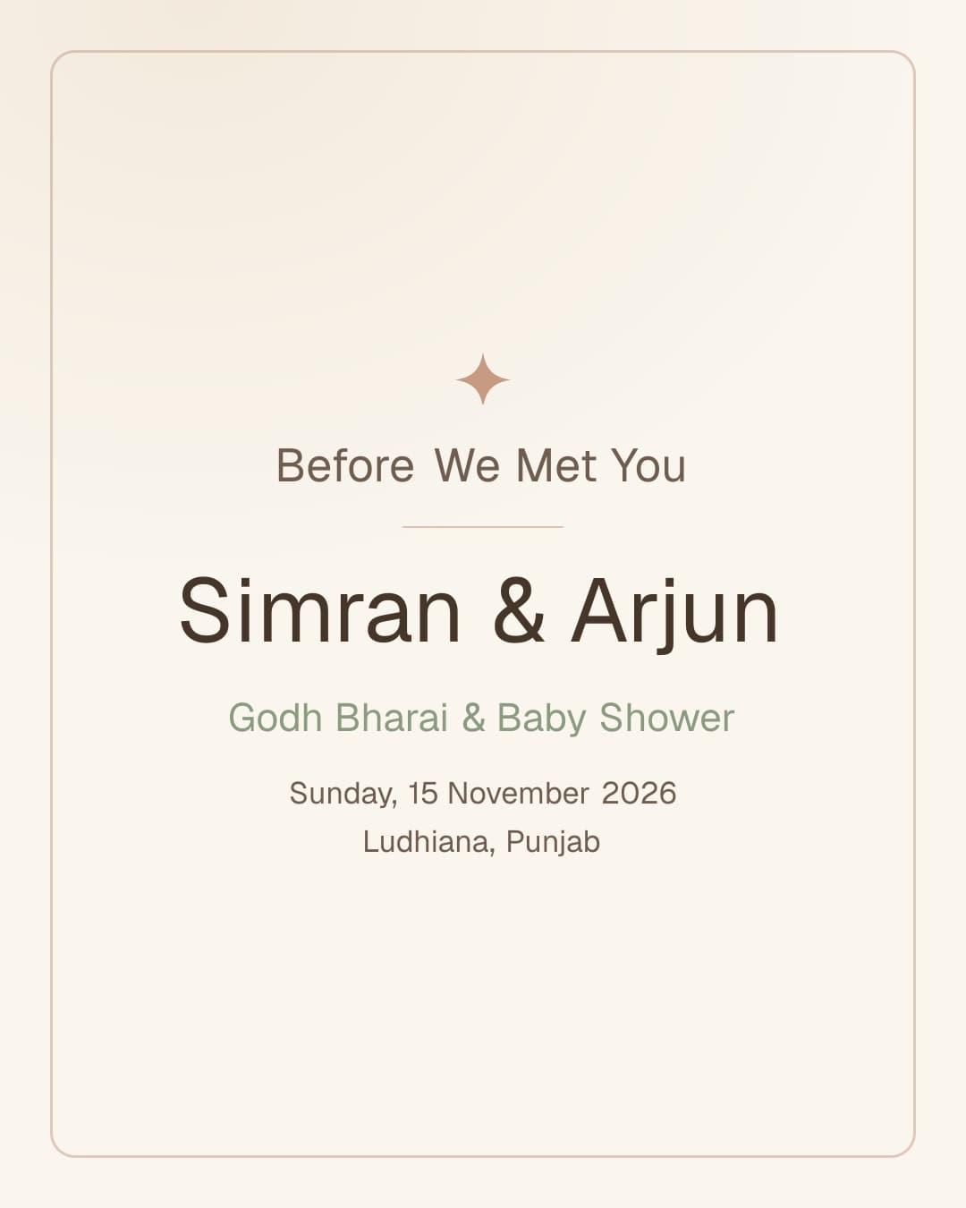 Before We Met You — Baby Shower · Godh Bharai sample invitation