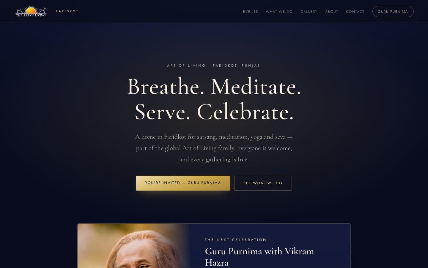 Art of Living Faridkot homepage