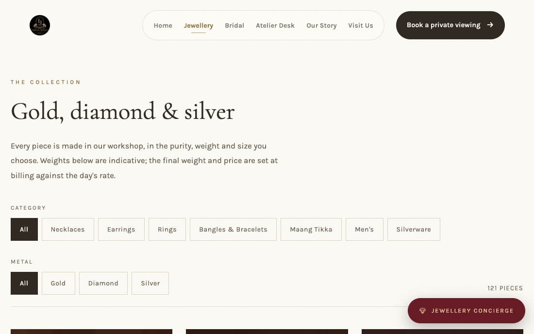 Indian Jewels collection page