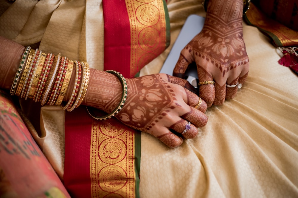 Chooda bangles resting on silk